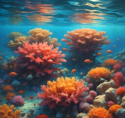 Obraz premium Illustration of underwater coral environment.
