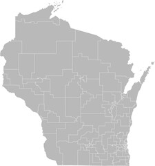 Wisconsin state house districts vector map (Web Mercator projection, PPT-compatible & fully editable)