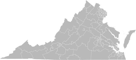Virginia state house districts vector map (Web Mercator projection, PPT-compatible & fully editable)