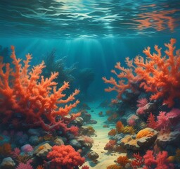 Fototapeta premium Illustration of underwater coral environment.
