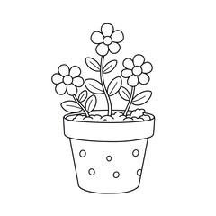 Flower Pot coloring page, coloring book for kids, flower pot isolated vector, flower pot drawing coloring book for children
