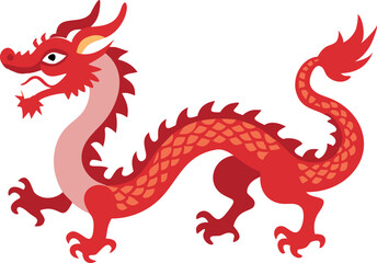 Smiling red Chinese dragon graphic design