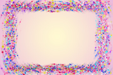 A vibrant 3D render displays a cheerful birthday background adorned with colorful confetti and decorations. An inviting blank space allows for adding personal messages or wishes © Creative_Bird