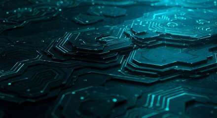 Abstract Teal Circuit Board Texture High-Resolution Digital Art, Perfect for Tech Backgrounds, Wallpapers, and Design Projects.  Download this stunning image now!