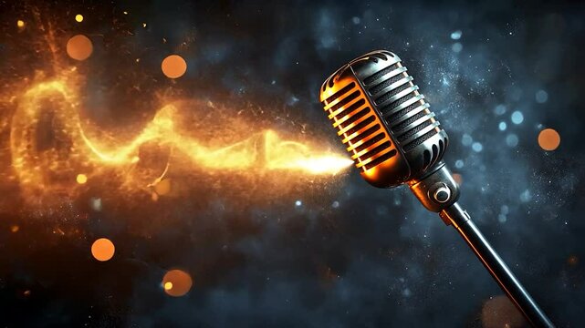 Vintage microphone with fiery effect