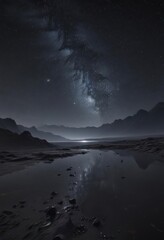 Starry night, infinite black expanse, cosmic dust  , stars, black