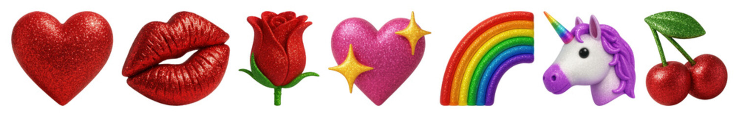 Fototapeta premium PNG Colorful whimsical emoji collection, element set on transparent background