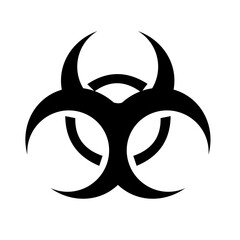 Line icon illustration of medical waste warning logo on a yellow background, hospital medical waste warning sign or symbol, isolated on white background