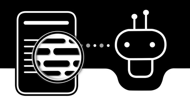 AI / KI Chatbot &ndash; Research Animation Loop &ndash; Black Background (Landscape)