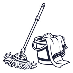 Cleaning mop icon vector art on white background. cleaning icon logo, Adobe Illustrator Artwork