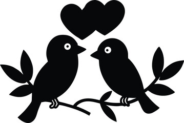 two birds on a branch vector