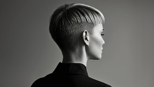  Edgy Short Haircut with Undercut and Textured Top in Monochrome
