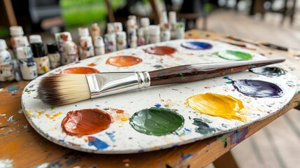 Artist's Palette with Paintbrush