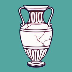 Ancient Greek Amphoras, Cracked Vase Illustration