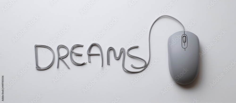 Fototapete creative representation of dreams with a computer mouse and stylized text on a minimalistic backgrou