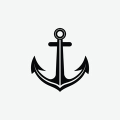 Minimalist Anchor Silhouette Vector – Bold, Modern Black Design on White Background