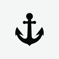 Minimalist Anchor Silhouette Vector – Bold, Modern Black Design on White Background