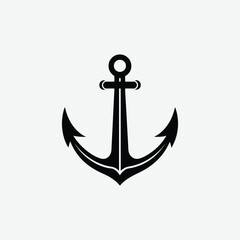 Minimalist Anchor Silhouette Vector – Bold, Modern Black Design on White Background