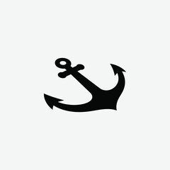 Minimalist Anchor Silhouette Vector – Bold, Modern Black Design on White Background