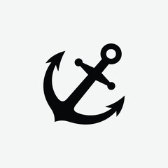Minimalist Anchor Silhouette Vector – Bold, Modern Black Design on White Background