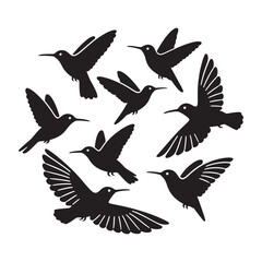 A curated set of minimalist hummingbird vector illustrations featuring sleek lines, simple shapes, and elegant designs ideal for modern projects.