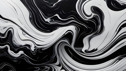 Abstract Black & White Marble Swirl | Bold Contrast Modern Texture
