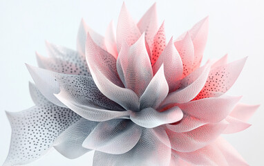 Abstract 3D Flower with Pink and Grey Spiky Line Petals