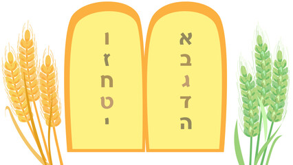 Torah Two tablets of the testimony with Ten commandments tablets of stone isolated on white background Jewish Holiday Pentecost Shavuot festival icon religion traditions Passover Jerusalem flat icon