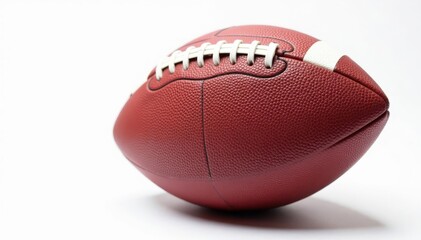 Close-up of leather football on white background, image, game day, texture