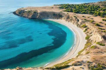 Fototapeta premium Aerial view of a stunning tropical beach coastline