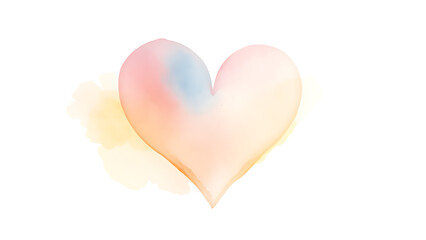 Pastel Heart Illustration in Pink Blue Yellow Watercolor Style
