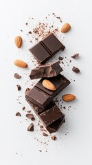 Dark Chocolate Bar with Almonds and Cocoa Powder