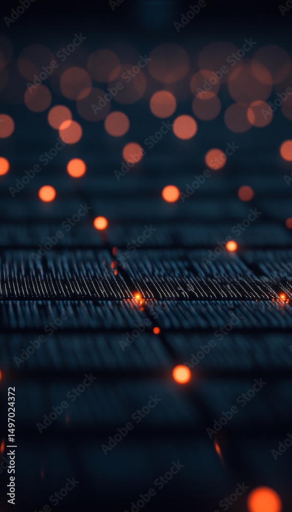 Wall mural blurred glowing abstract data pattern on dark textured background, cybersecurity concept