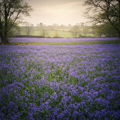 Naklejka premium lavender field at sunset