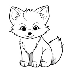 Obraz premium Cute baby arctic fox coloring page.