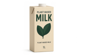 Plant-based milk carton with transparent background promoting healthy lifestyle