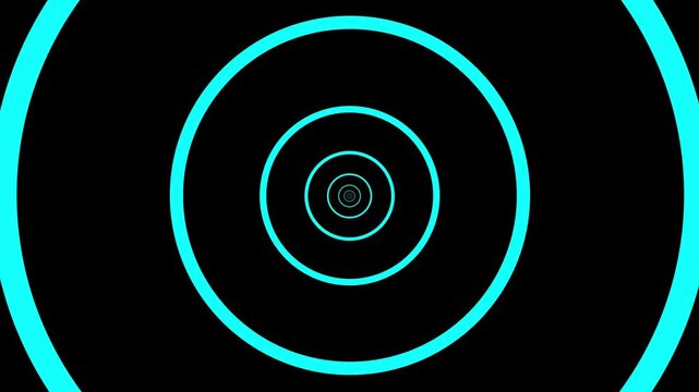 Animated abstract tunnel loop with glowing concentric circles and seamless neon motion background