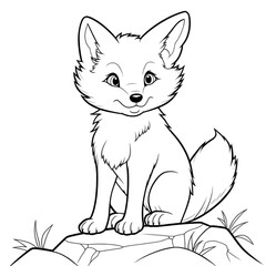 Obraz premium Cute baby arctic fox coloring page.