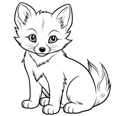 Obraz premium Cute baby arctic fox coloring page.