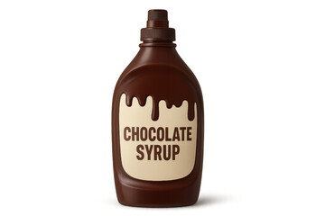 Chocolate syrup dripping on bottle with transparent background