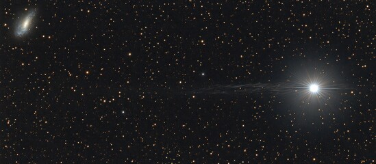 Cosmic ballet: Galaxy and celestial object illuminated against a star studded backdrop