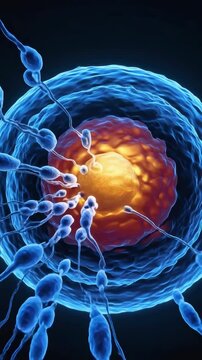 Fertilization of the egg, movement of sperm to the egg. Artificial insemination in case of infertility, long-awaited pregnancy. Medical research under the microscope