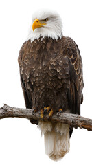 Obraz premium Majestic eagle perched on a branch. isolated on white background