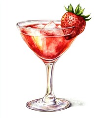 Strawberry cocktail in martini glass