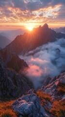 Majestic Sunset over the Mountain Peaks
