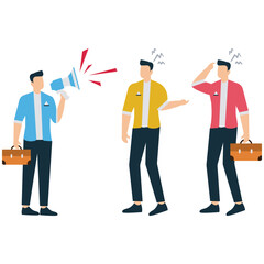 Toxic Businessman Using Megaphone to Blame Others