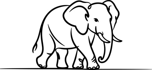  Elephant hand-drawn Flat vector illustration.