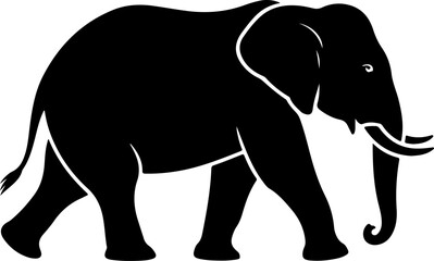  Elephant hand-drawn Flat vector illustration.