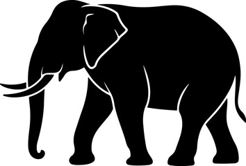  Elephant hand-drawn Flat vector illustration.