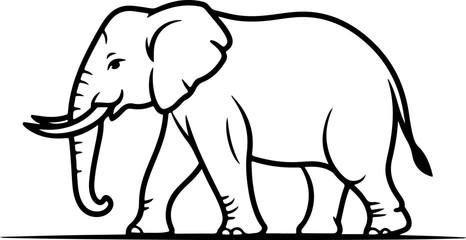  Elephant hand-drawn Flat vector illustration.